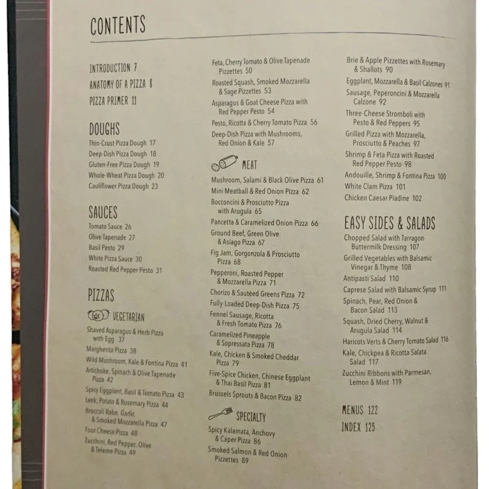 Willams Sonoma Pizza Night Cookbook Hardcover Classics to Low Carb Gluten Free